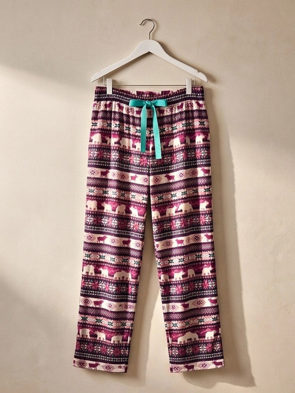 Geometric Fleece Jogger Pants in Pink & Purple